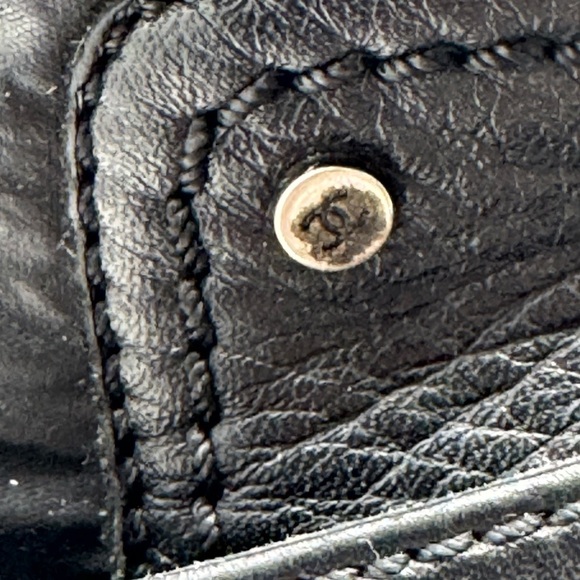 Chanel Black Quilted Calfskin Leather Biker Boots – CC Logo Moto Style (Sz 38.5) - Picture 14 of 15